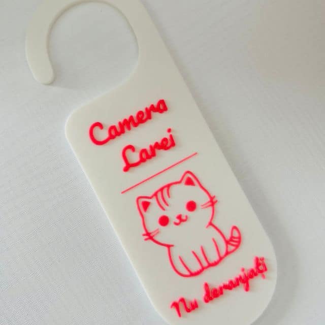 Semn ușă cadou personalizat cameră fetițe cu pisicuță 2 Semn ușă cadou personalizat cameră fetițe cu pisicuță