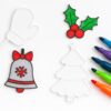 Set 4 x forme Craciun de colorat pentru copii reutilizabile 3D cadou manusa vasc clopotel si brad
