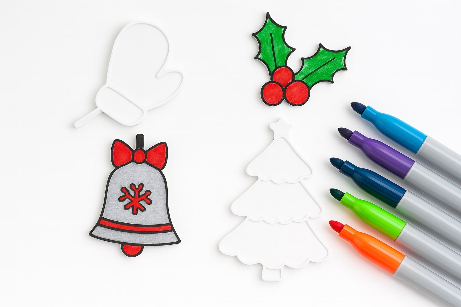 Set 4 x forme de Crăciun de colorat cadou pentru copii - Reutilizabile 3D (mănușă, vâsc, clopoțel și brad) 3 Set 4 x forme de Crăciun de colorat cadou pentru copii - Reutilizabile 3D (mănușă, vâsc, clopoțel și brad)