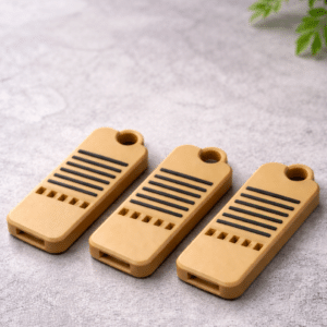 Set 3 x fluier plat, 3D printat, sunet puternic, caramel cu dungi negre, design subtire