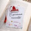 Martisor inovator printat 3D, mama cu fetita si baiat simbol pe carton ilustrat "O primavara minunata", Cadou 1 Martie, Ziua Mamei, alb marble cu rosu, cu card si snur de martisor 2 In3d.ro 4