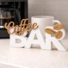 Statueta decorativa pentru bucatarie Coffee corner, text "Coffee BAR" cu boabe de cafea 1 coffee bar