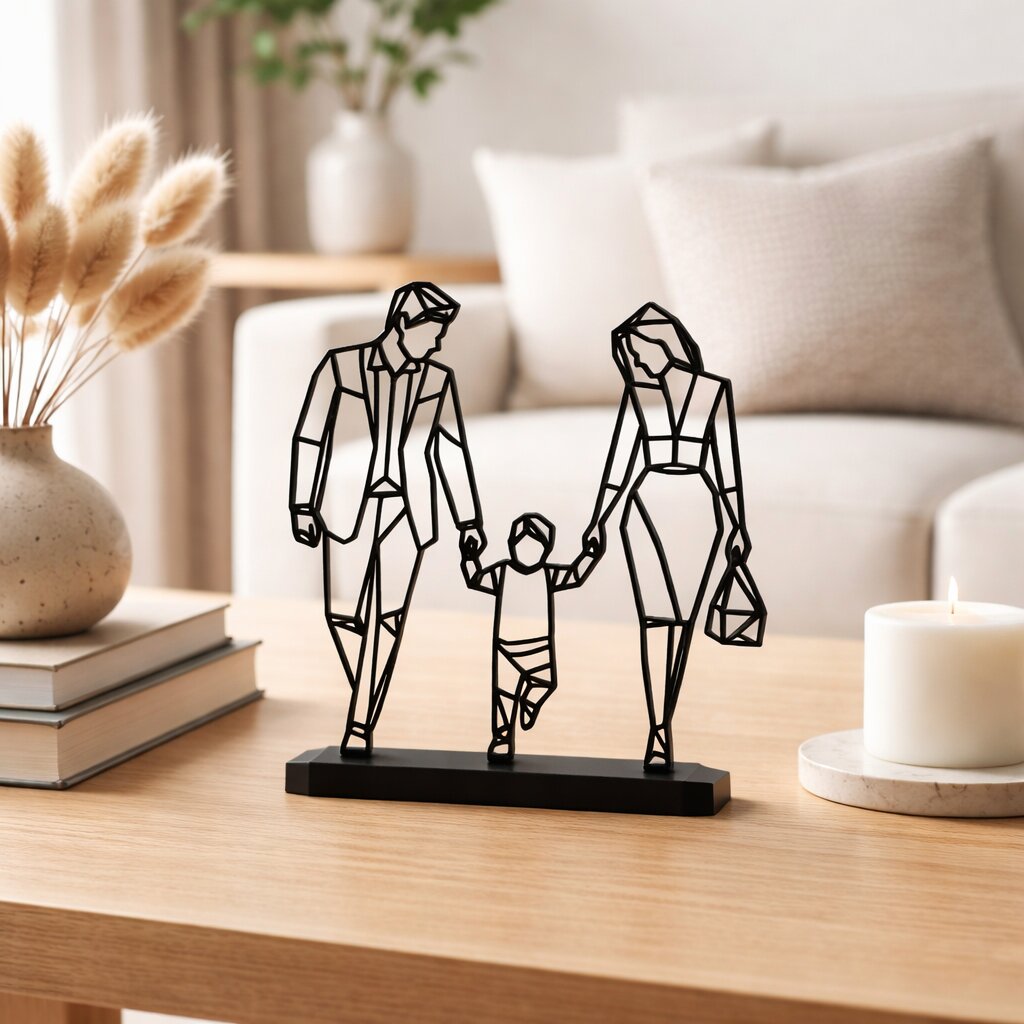 Figurina statueta parinti cu copil, negru 3 Figurina statueta parinti cu copil, negru