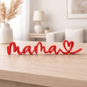 Decoratiune cadou "Mama” cu inima, Semn decorativ printat 3D
