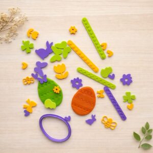 Set creativ pentru plastilina, Mini Kit "Primavara si Paste" de joaca senzoriala si joc de rol