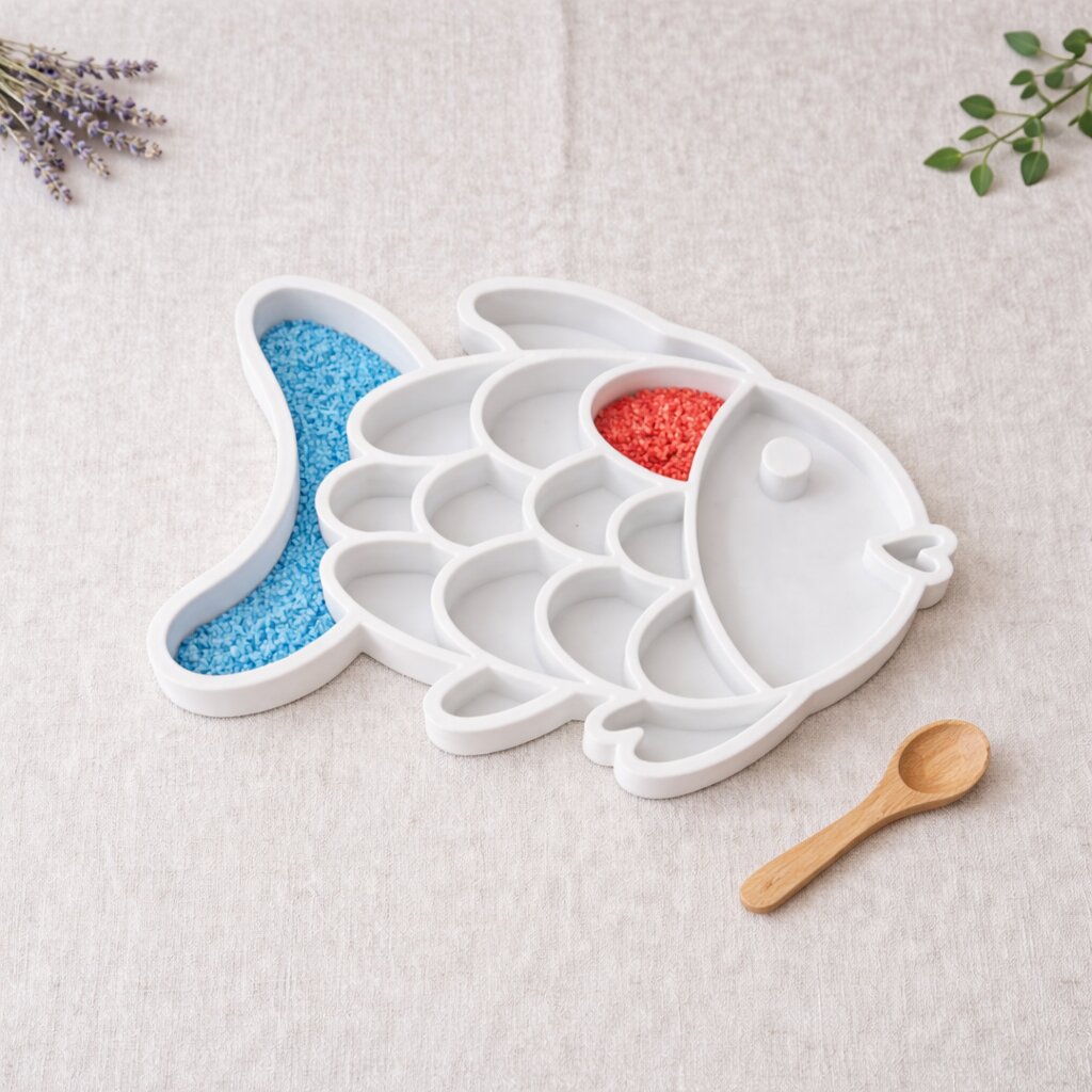 Tavita joaca senzoriala peste cu solzi, joaca Montessori open ended 3 Tavita joaca senzoriala peste cu solzi, joaca Montessori open ended