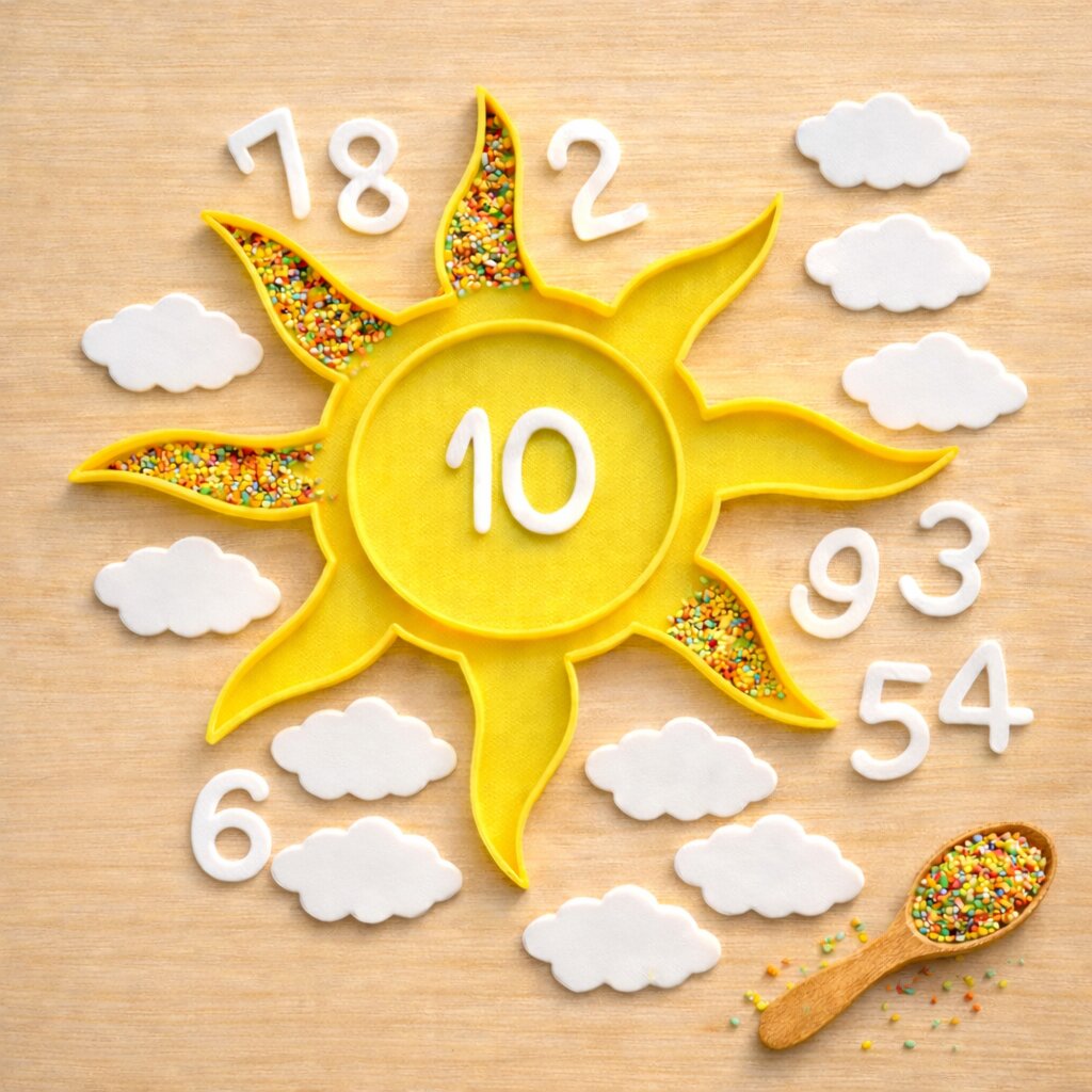 Set tematic "Vremea" soare si nori, joaca senzoriala si numarat, joaca Montessori open ended 3 Set tematic "Vremea" soare si nori, joaca senzoriala si numarat, joaca Montessori open ended