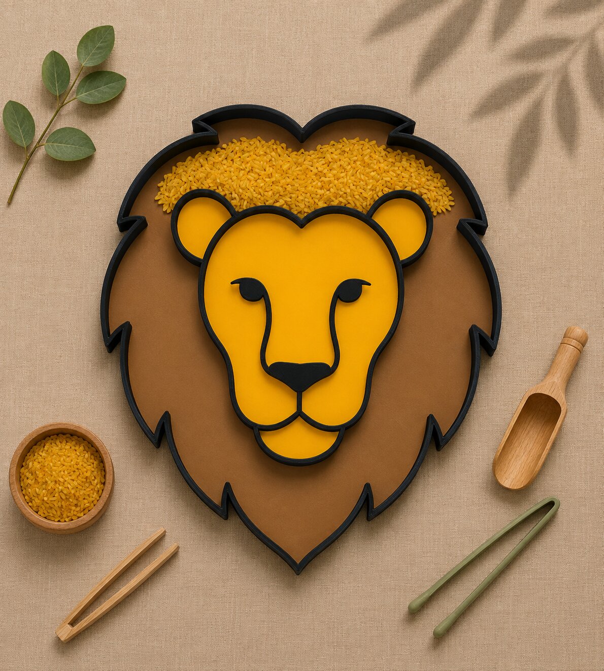 Tavita joaca senzoriala cap de leu, joaca Montessori open ended, cadou copii 3 Tavita joaca senzoriala cap de leu, joaca Montessori open ended, cadou copii