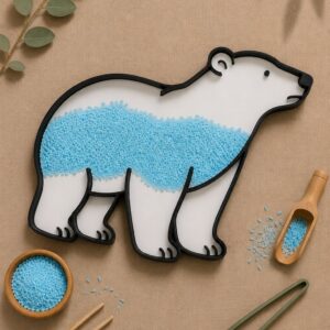 Tavita joaca senzoriala urs polar, joaca Montessori open ended, cadou copii