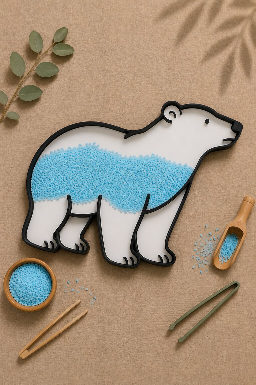 Tavita joaca senzoriala urs polar, joaca Montessori open ended, cadou copii 2 Tavita joaca senzoriala urs polar, joaca Montessori open ended, cadou copii